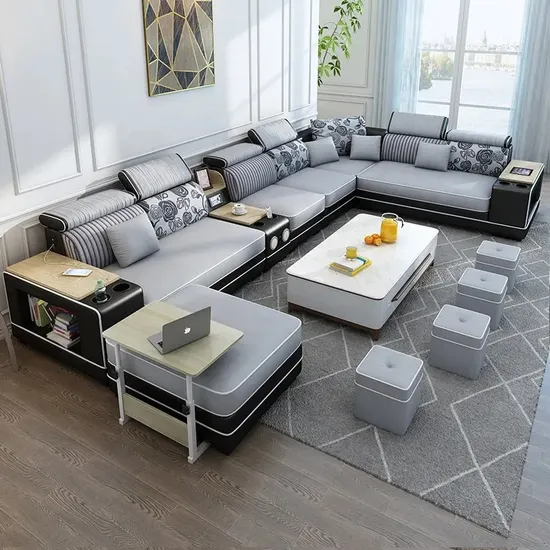 Tavolino moderno in stile italiano Porta TV Set Safa in pelle Armadietto per camera da letto Comodino Tavolo da pranzo Sedia Tavolo Set di divani Divano del soggiorno Mobili per la casa dell'hotel