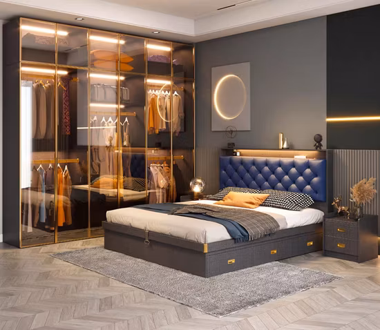 Mobili per la casa in legno per soggiorno in legno per ufficio moderno con letto a muro per re letto doppio in fabbrica in Cina